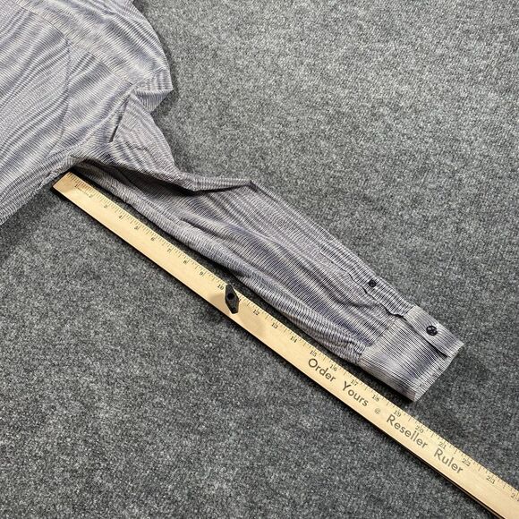 Armani Exchange AX Mens Large Slim Fit Shadow Striped Disco Club Button Shirt - Picture 8 of 8